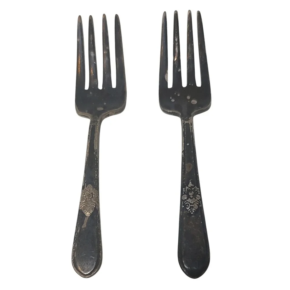 1847 Rogers Brothers Silver Plated Baby Fork Childs Is Adoration Pattern Set Two